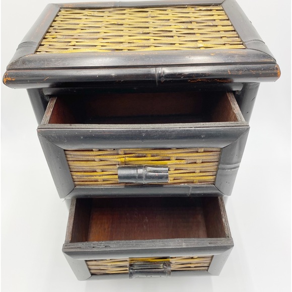 Mini Rattan Cabinet / Jewelry Box With 2 Drawers - Picture 3 of 11